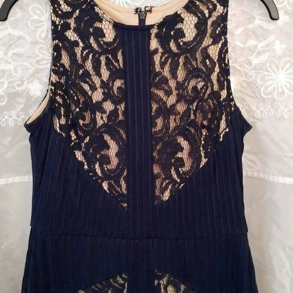 NWOT The Limited Navy & Beige Lace A-Line Dress, Sleeveless, 6 - Picture 2 of 7